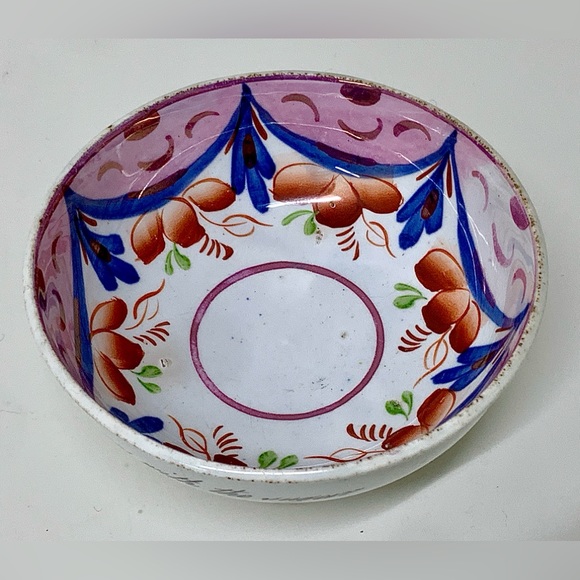 c. 1830 Vintage Gaudy Welsh Drape Variant Inscribed Pedestal Sugar Bowl - Picture 6 of 16